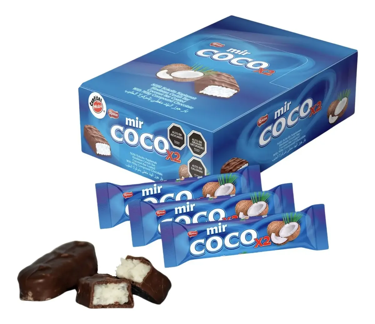 Snack de Chocolate Rellenado con Coco x 2 Mabu (Caja Con 24 Unidades)
