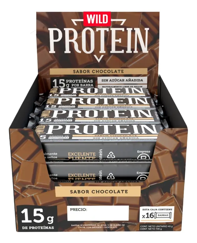 Barrita Wild Protein Sabor Chocolate - Caja Con 16 Unidades