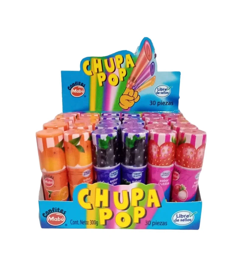 Candy Chupa Pop Sin Azúcar - Mabu (Display Con 24 Unidades)