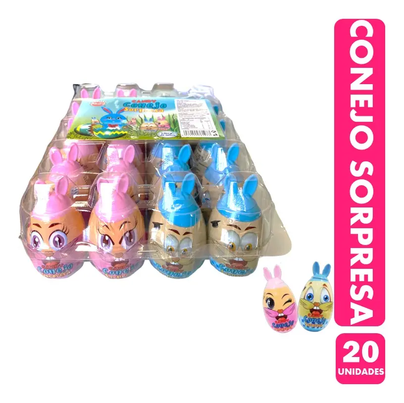 Candy Conejo Sorpresa Libre de Sellos - Mabu - Display Con 20 Unidades