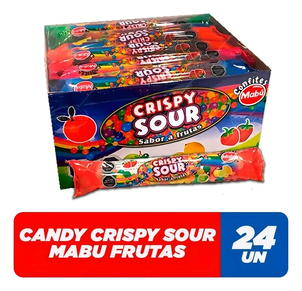 Caramelo Crispy Sour Sabor Frutal - Display C/ 24 Unidades