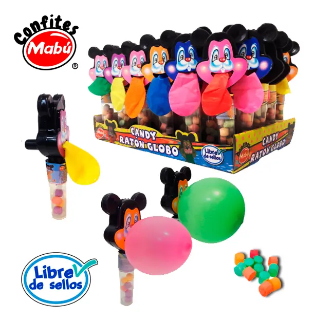 Caramelo Candy Ratón Globo Sin Azúcar ( Display C/ 20 Un ) - Mabu