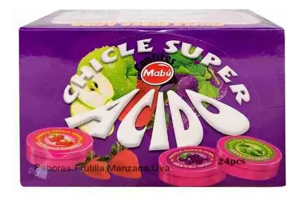 Chicle Super Acido Marca Mabu - Display Con 24 Unidades