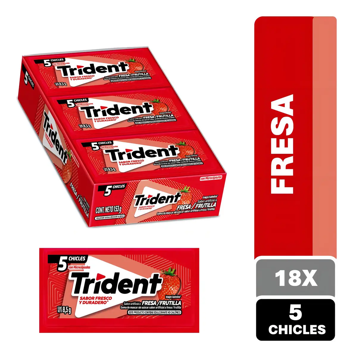 Chicle Trident Fresa - Display Con 18 Unidades