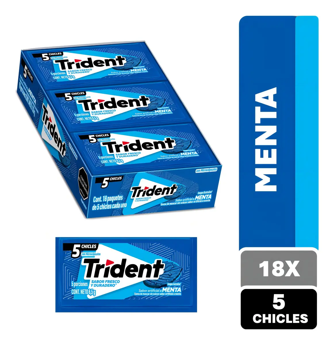 Chicle Trident Menta - Display Con 18 Unidades