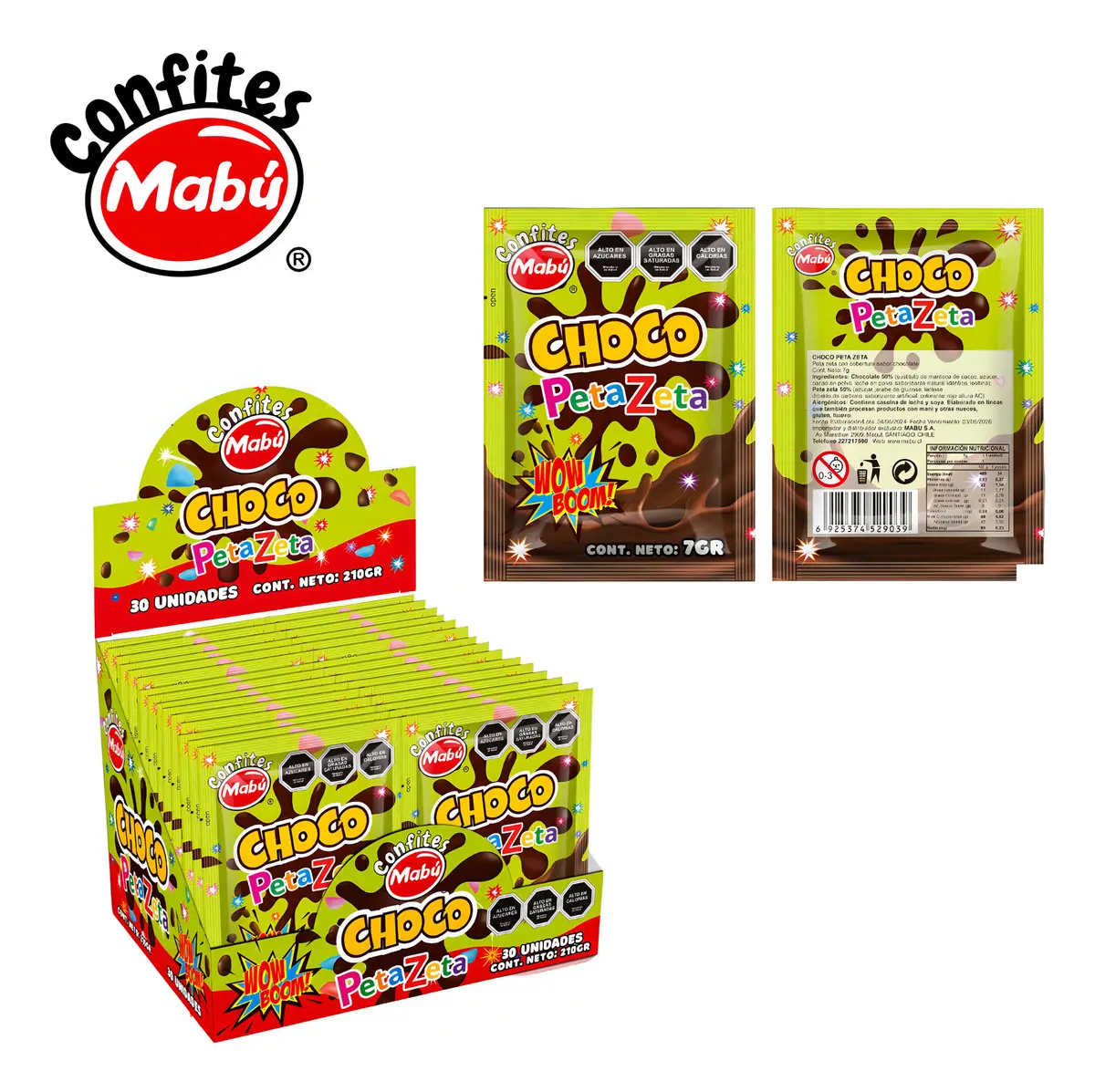 Paleta Choco Peta Zeta Mabu - Display Con 30 Unidades