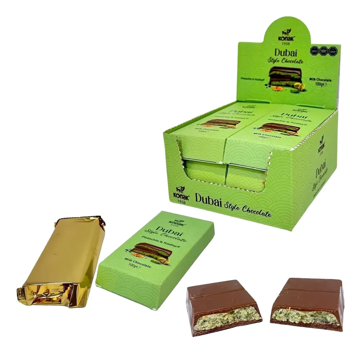 Chocolate Dubai Con Pistacho Mabu - Display Con 6 Un (Relleno Con PIstacho)