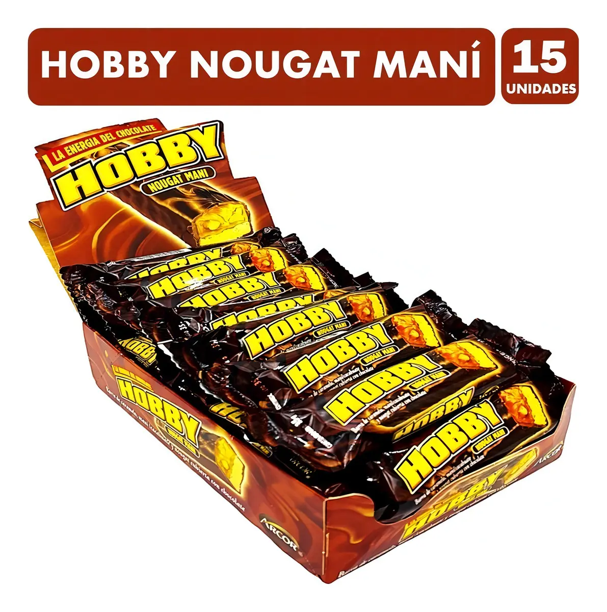 Hobby Nouga Mani - Barra de Caramelo (Display Con 15 Unidades)