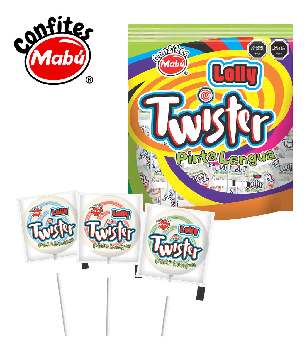 Chupetines Pinta Lengua Twister Mabu Sabor Frutilla x 24 Un