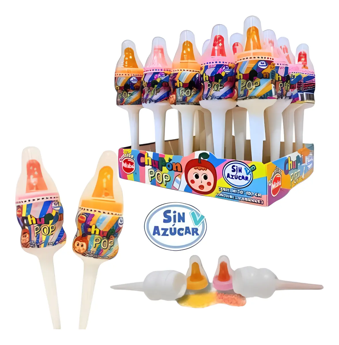Chupete De Caramelo Chupon Pop Mabu Sin Azucar - Caja Con 20 Un