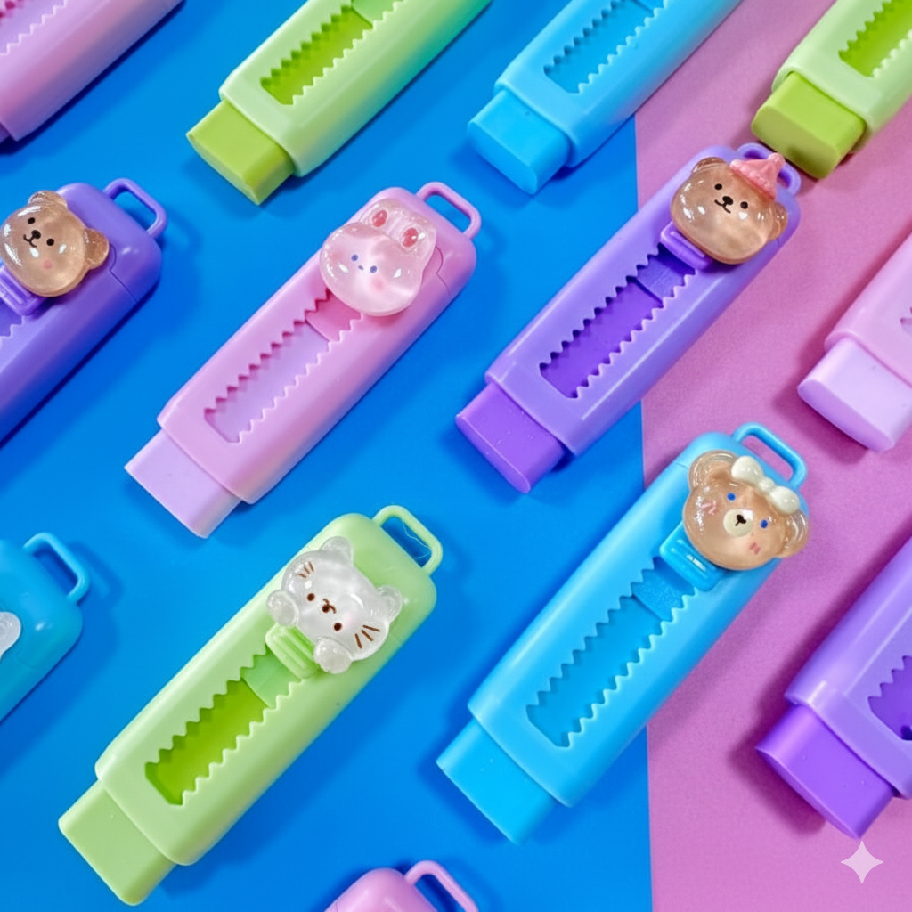 Goma de Borrar Retráctil Kawaii (Caja Con 24 Unidades)