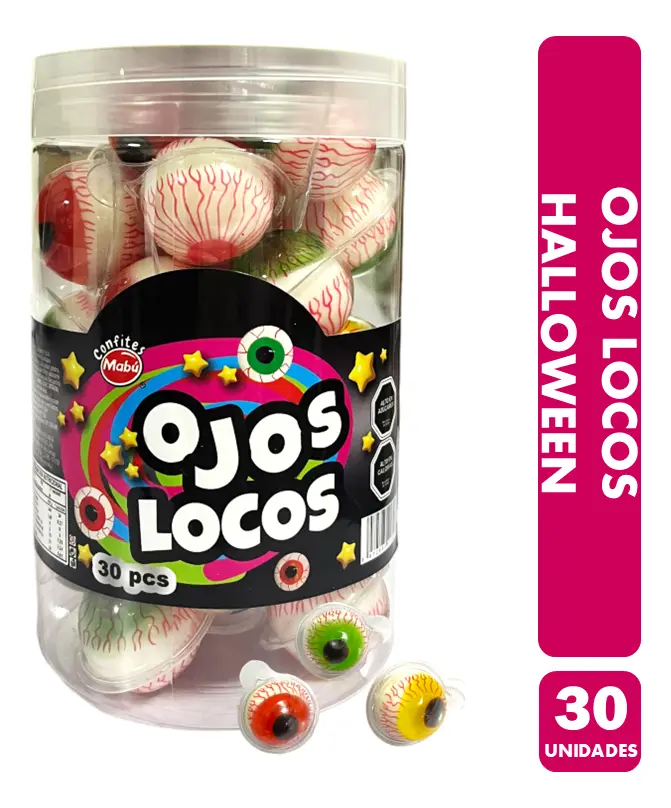 Gomitas Ojos Locos Halloween - Mabu - Display Con 30 Unidades