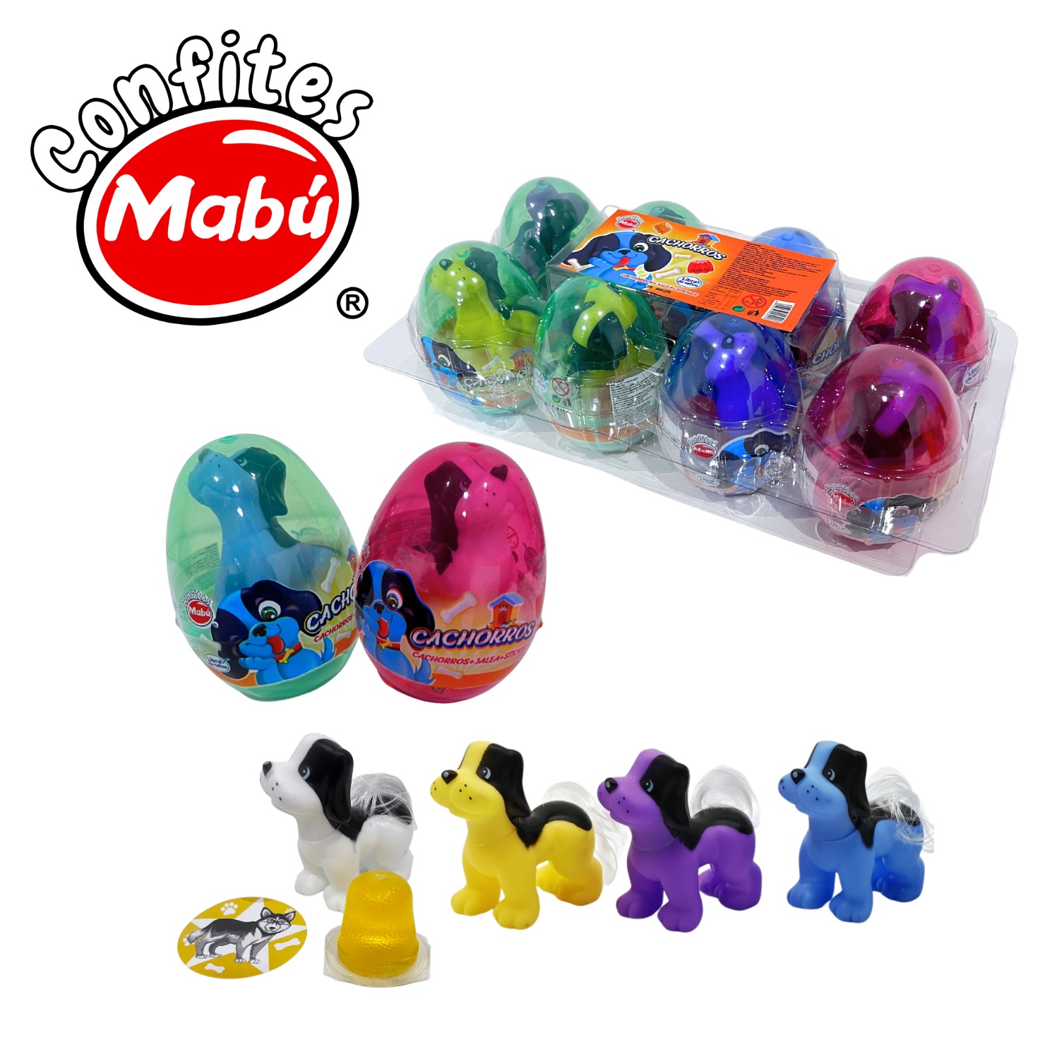Huevo Sorpresa Cachorros - Mabu - Libre de Sellos - Display Con 8 Unidades