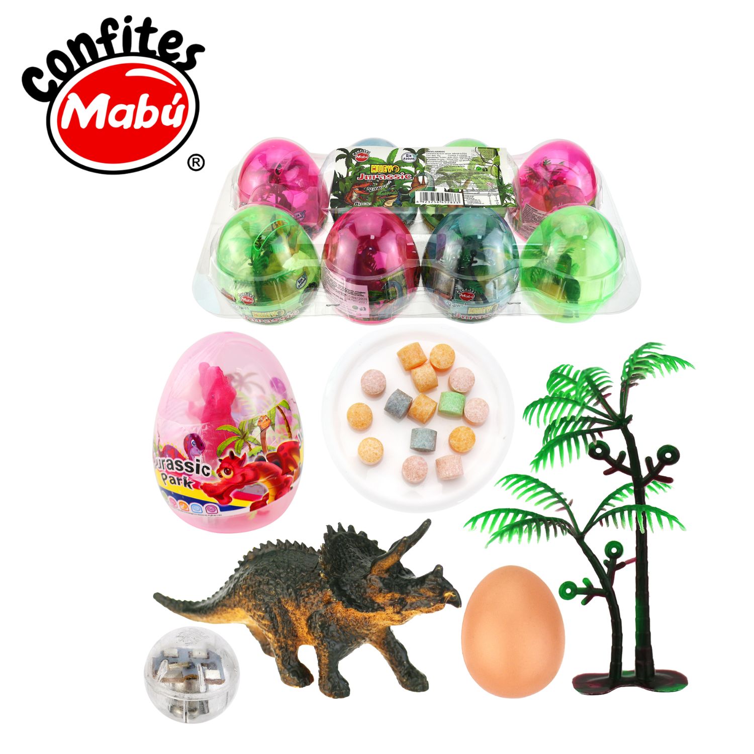 Huevo Sorpresa Jurassic - Mabu - Libre de Sellos - Display Con 8 Unidades