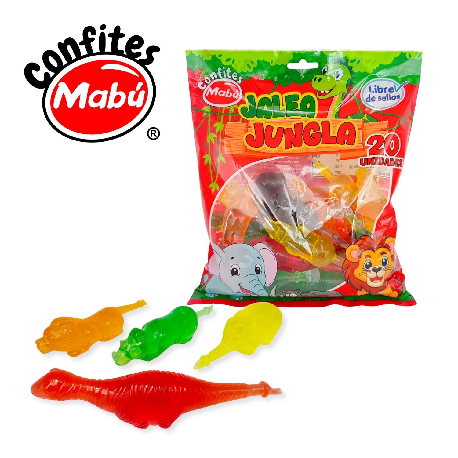 Jalea Liquida Jungla - Mabu - Libre de Sellos - Bolsa Con 20 Unidades