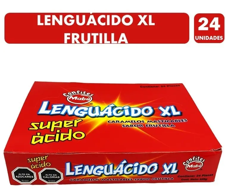 Lenguacido XL Masticable Sabor Frutilla - Mabu - Display Con 24 Unidades