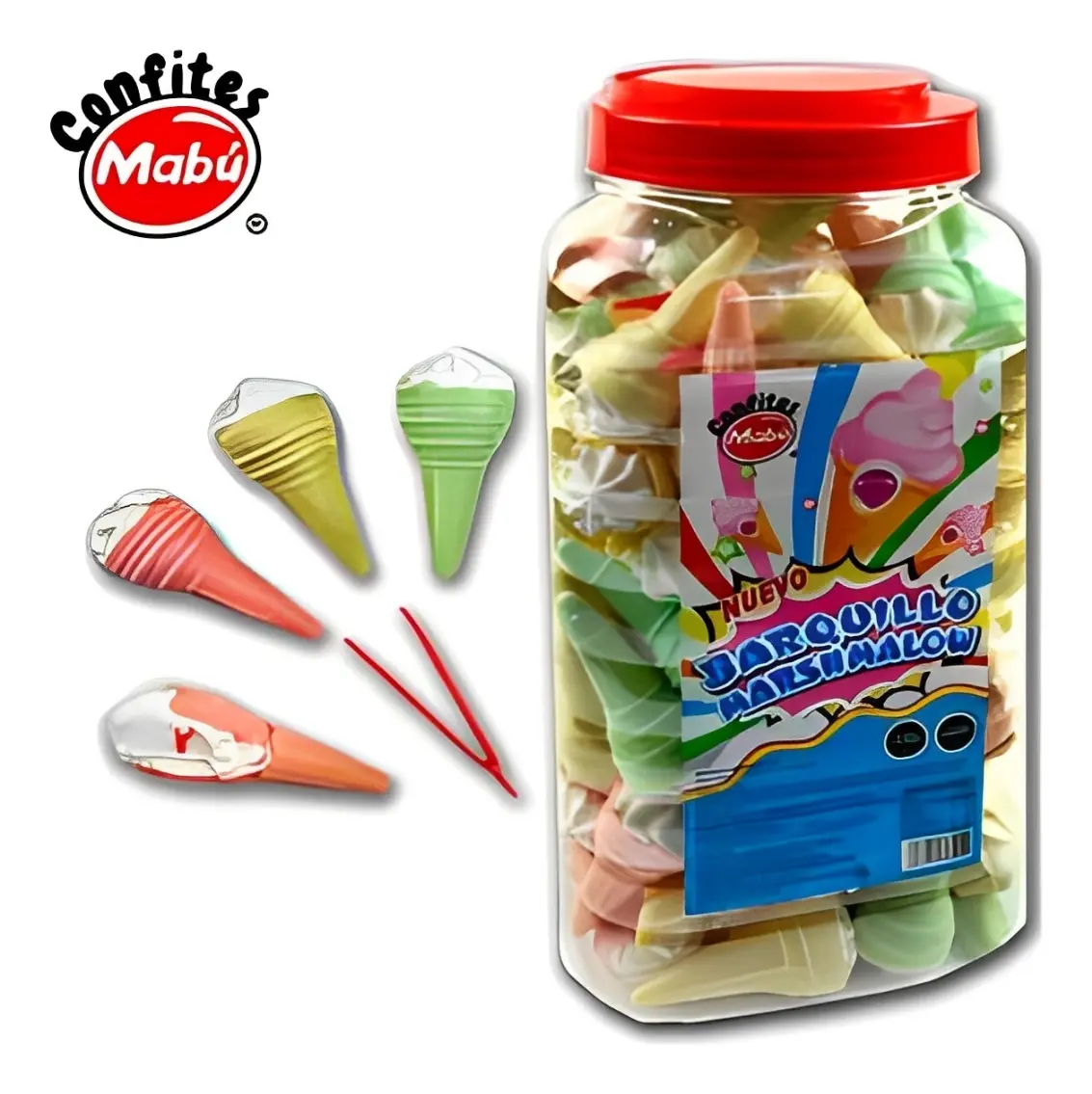 Mini Barquillos de Malvavisco Dulces (Pack con 100 Un) - Mabu