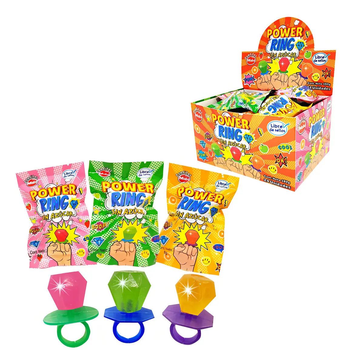 Power Ring Caramelo Sin Azúcar (Caja Con 24 Unidades) - Mabu