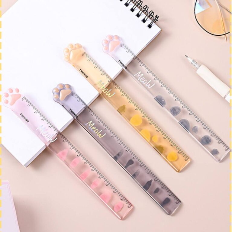 Regla Transparente Kawaii Diseño Pata de Gato -15 Cm (Bolsa Con 9 Reglas)