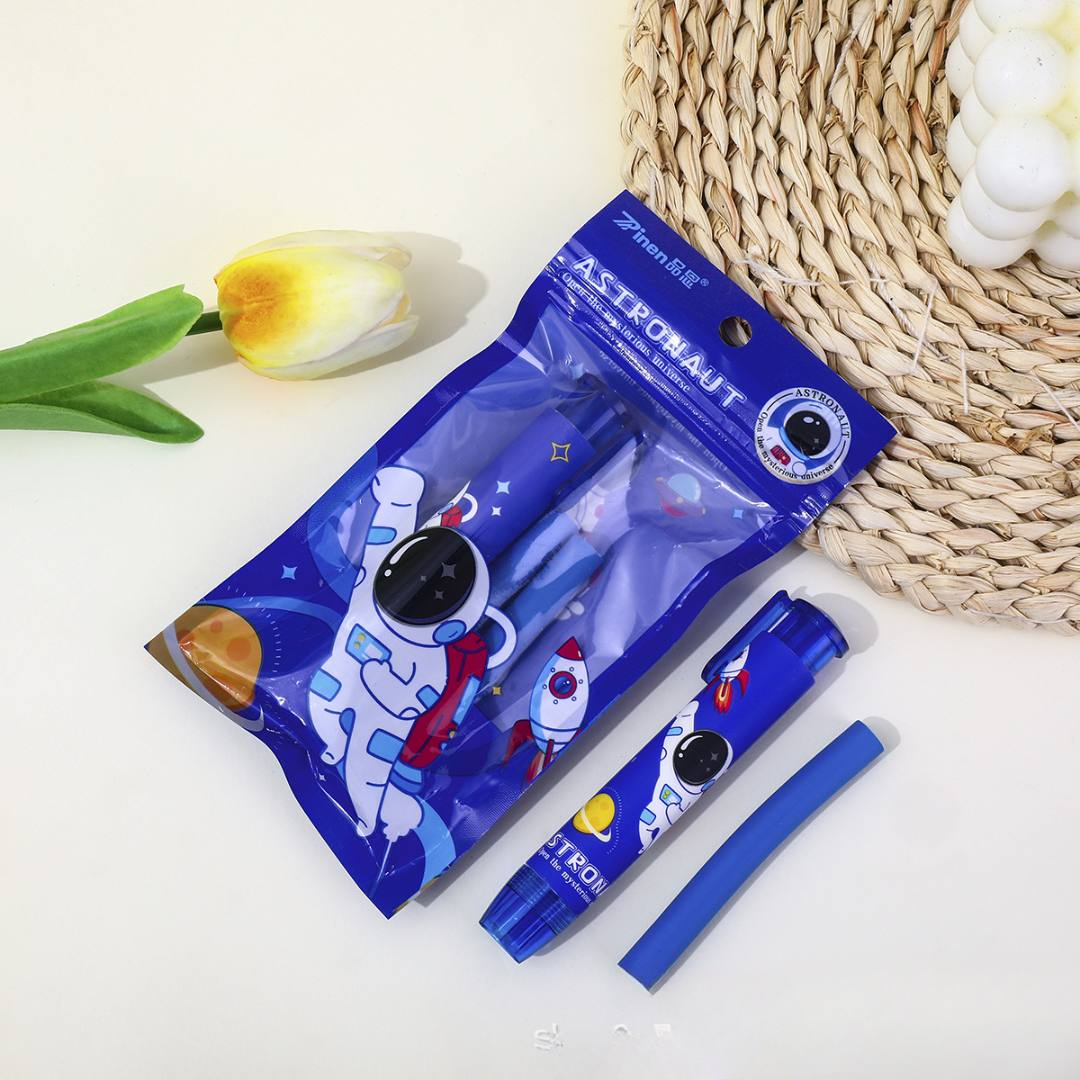 Set De Goma De Borrar Kawaii - Astronauta Azul (Bolsa Con 9 Sets)