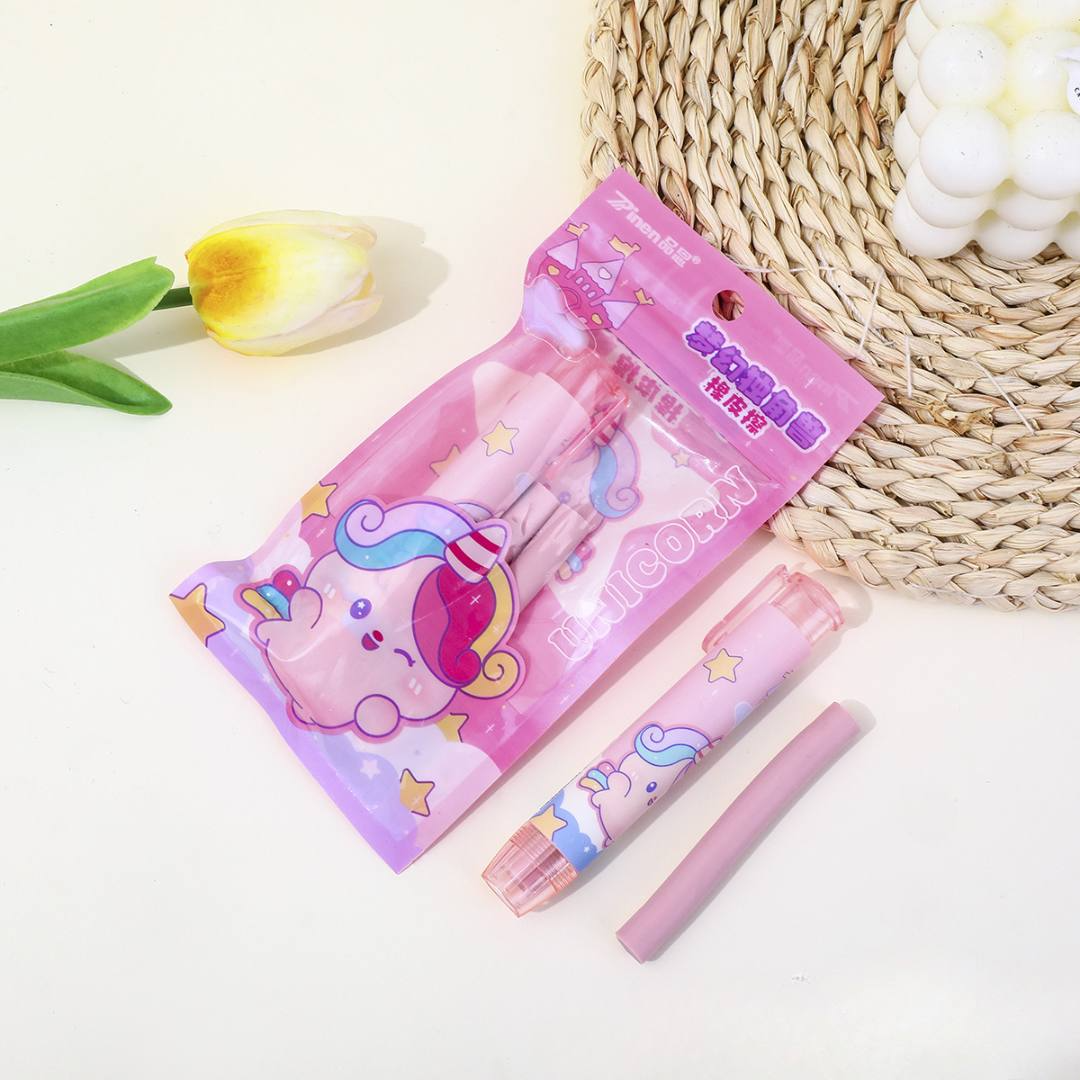 Set De Goma De Borrar Kawaii - Detalle Unicornio Rosa (Bolsa Con 9 Sets)