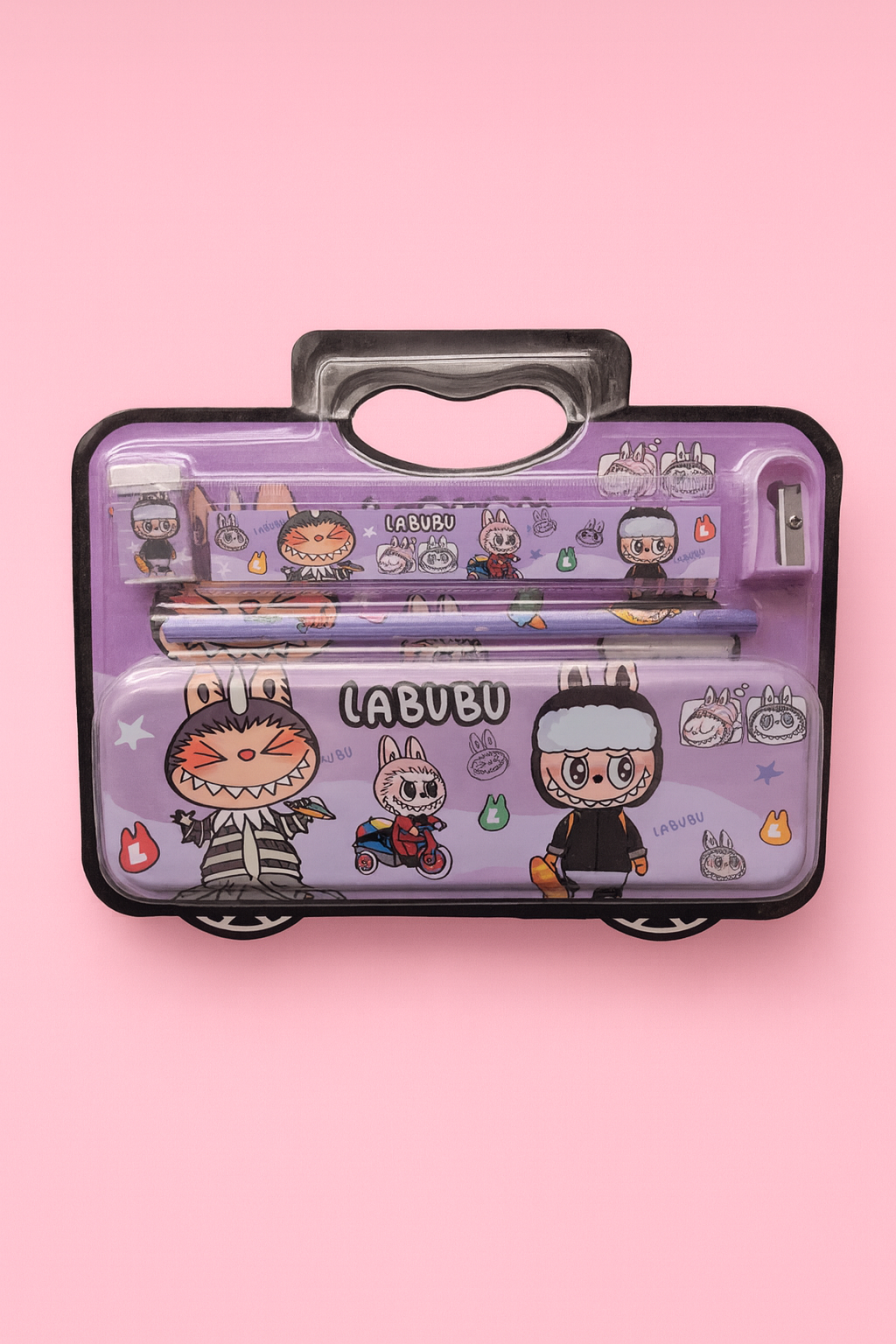 Estuche Escolar La Bubu 5 Piezas Kawaii Lila