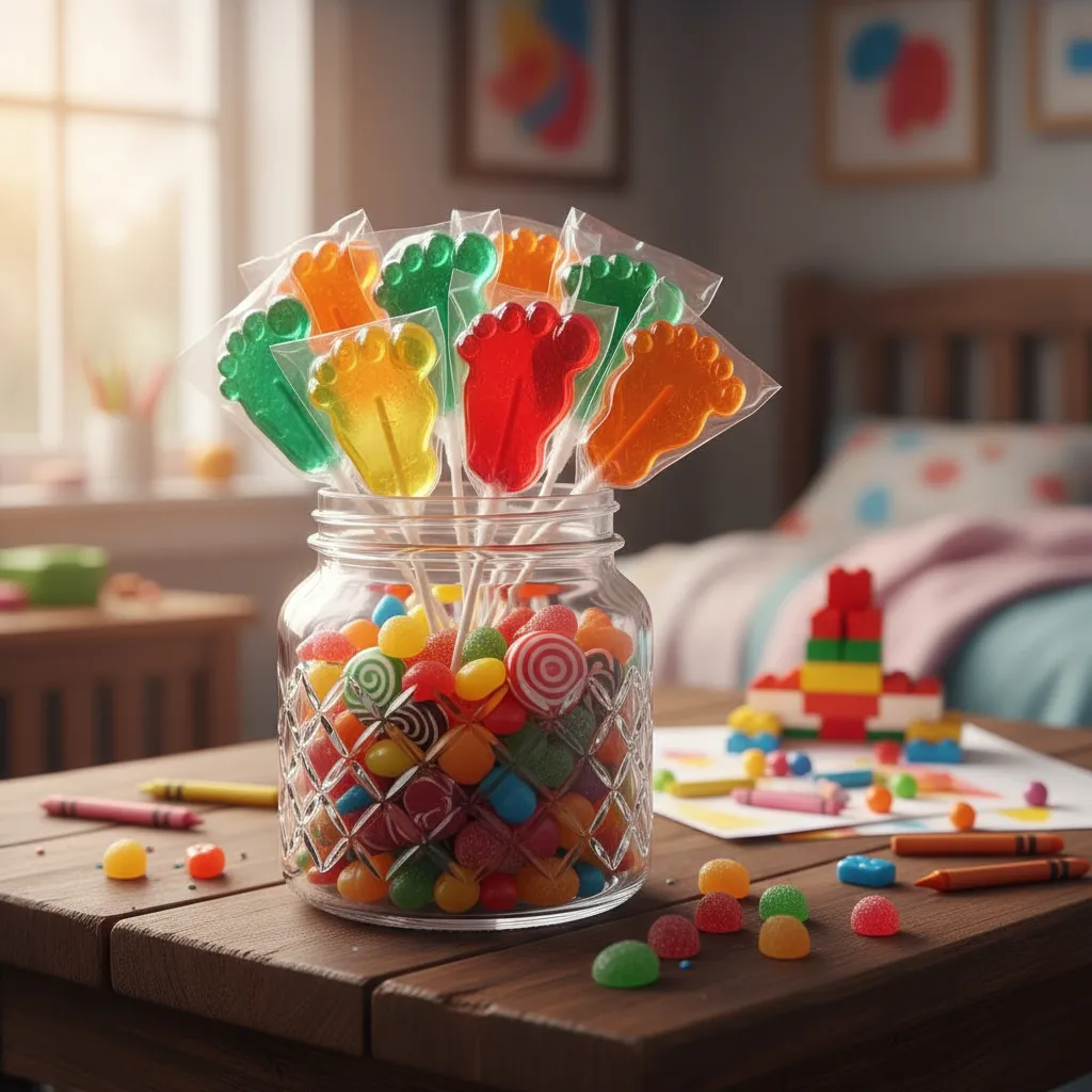 Paletas De Caramelo Formato Pies Sabor Frutal ( Bolsa Con 10 Unidades )