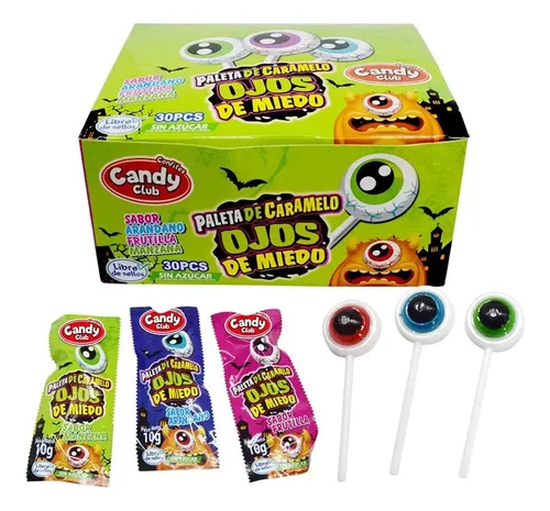 Paletas Ojos De Miedo Sin Azúcar ( Caja C/ 30 Un )