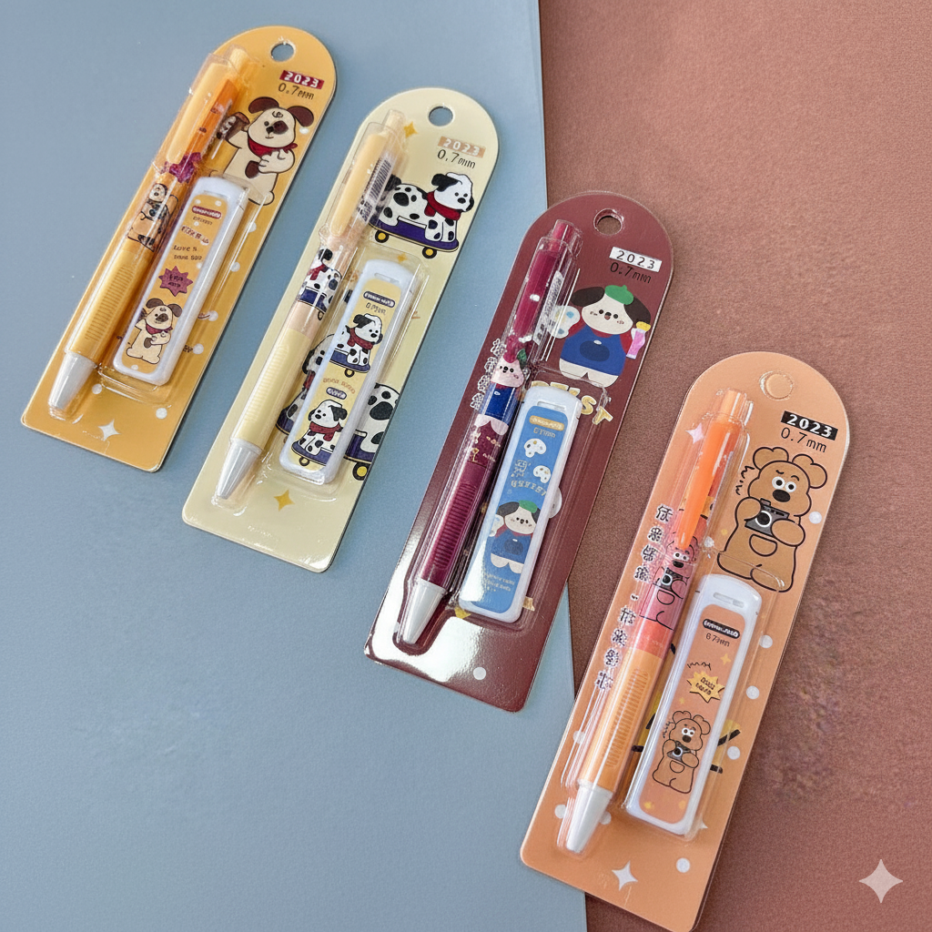 Set de Portaminas con Diseño de Perritos (Mina 0.7 mm)