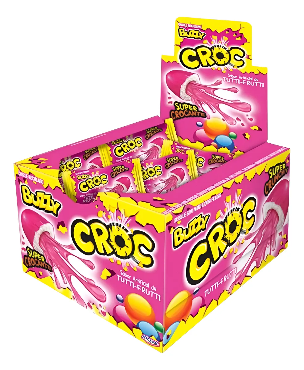Chicle Buzzy Croc Super Crunchy Tutti Frutti - Caja Con 40 Unidades