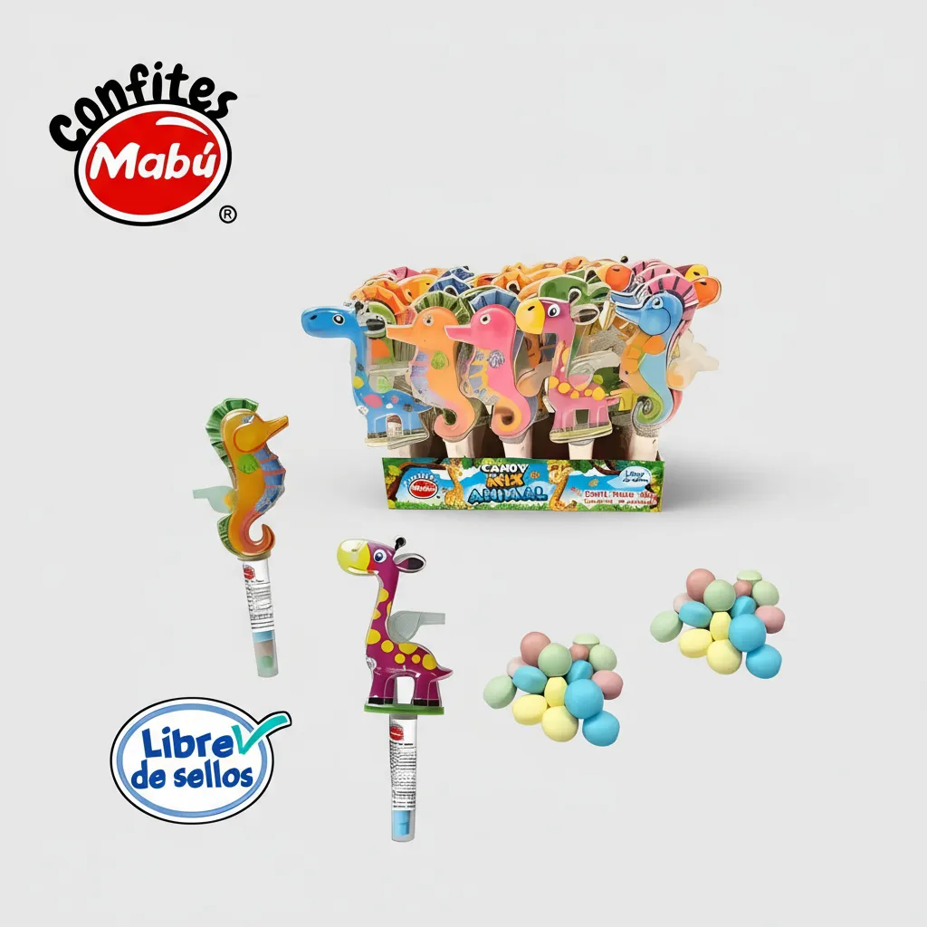 Caramelo Candy Animal Mix - Sin Azúcar - Mabu -  (Display Con 20 Un)