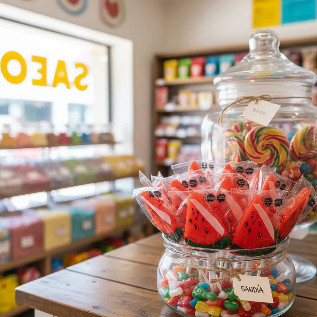 Paletas De Caramelo Formato Sandia Sabor Frutal ( Bolsa Con 10 Unidades )