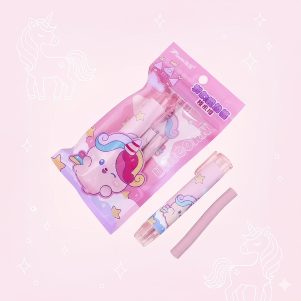 Set De Goma De Borrar Kawaii - Detalle Unicornio Rosa