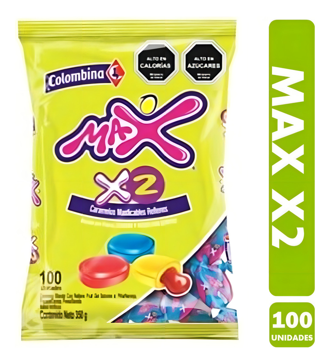 Caramelos Masticables Max X2 - Colombina - Bolsa Con 100 unidades