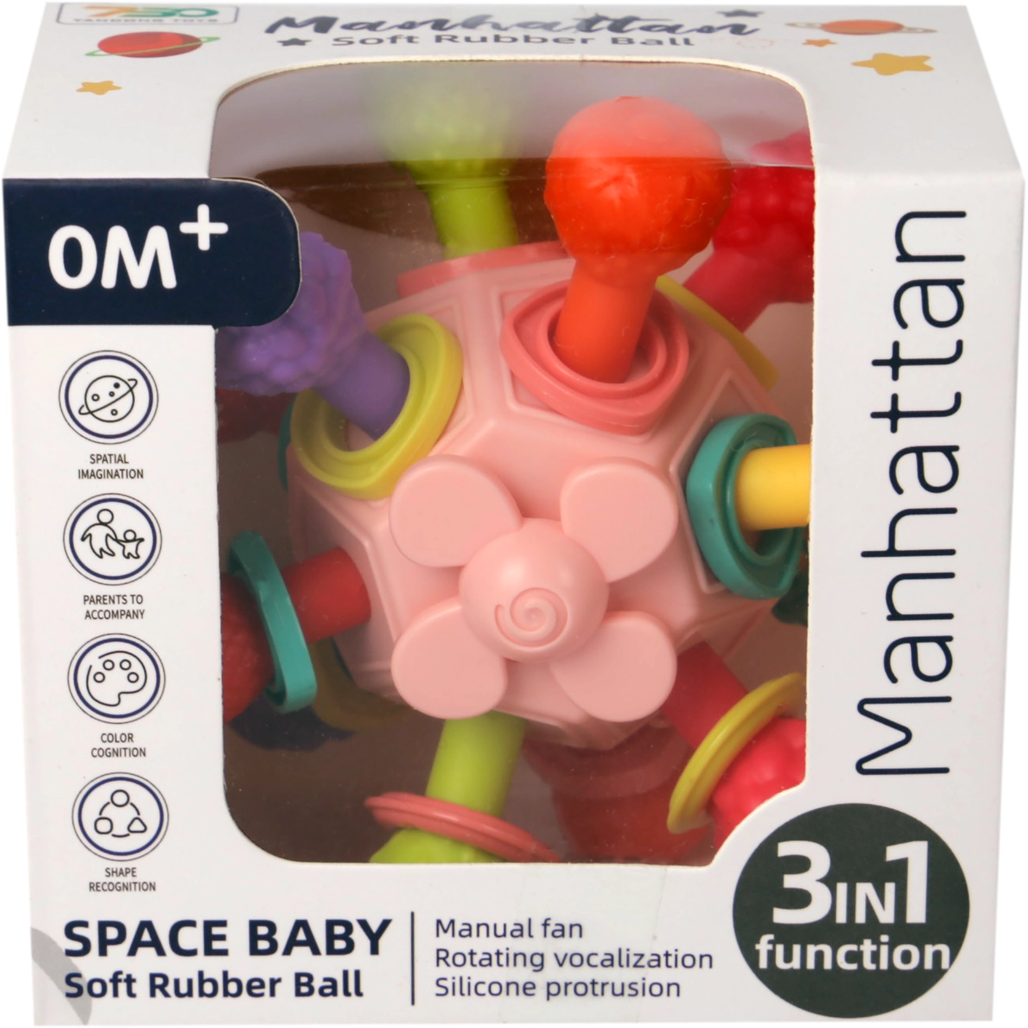 Sonajero Sensorial 3 en 1 Color Rosado (Categoría: 0 Meses a 3 Años)