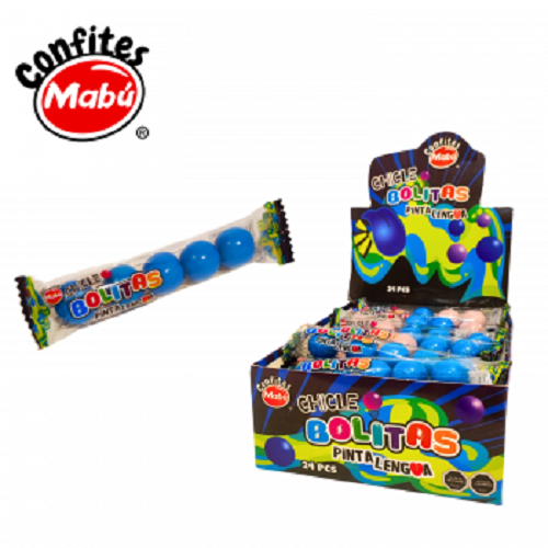 Chicle Bolita Pinta Lengua (Display Con 24 Unidades) - Mabu
