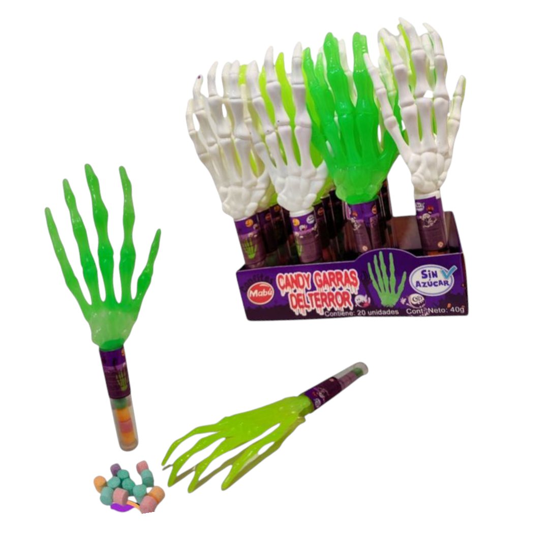 Candy Garras Del Terror Sin Azúcar (Display Con 20 Unidades) - Mabu