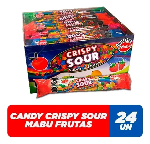 Caramelo Crispy Sour Sabor Frutal - Display C/ 24 Unidades