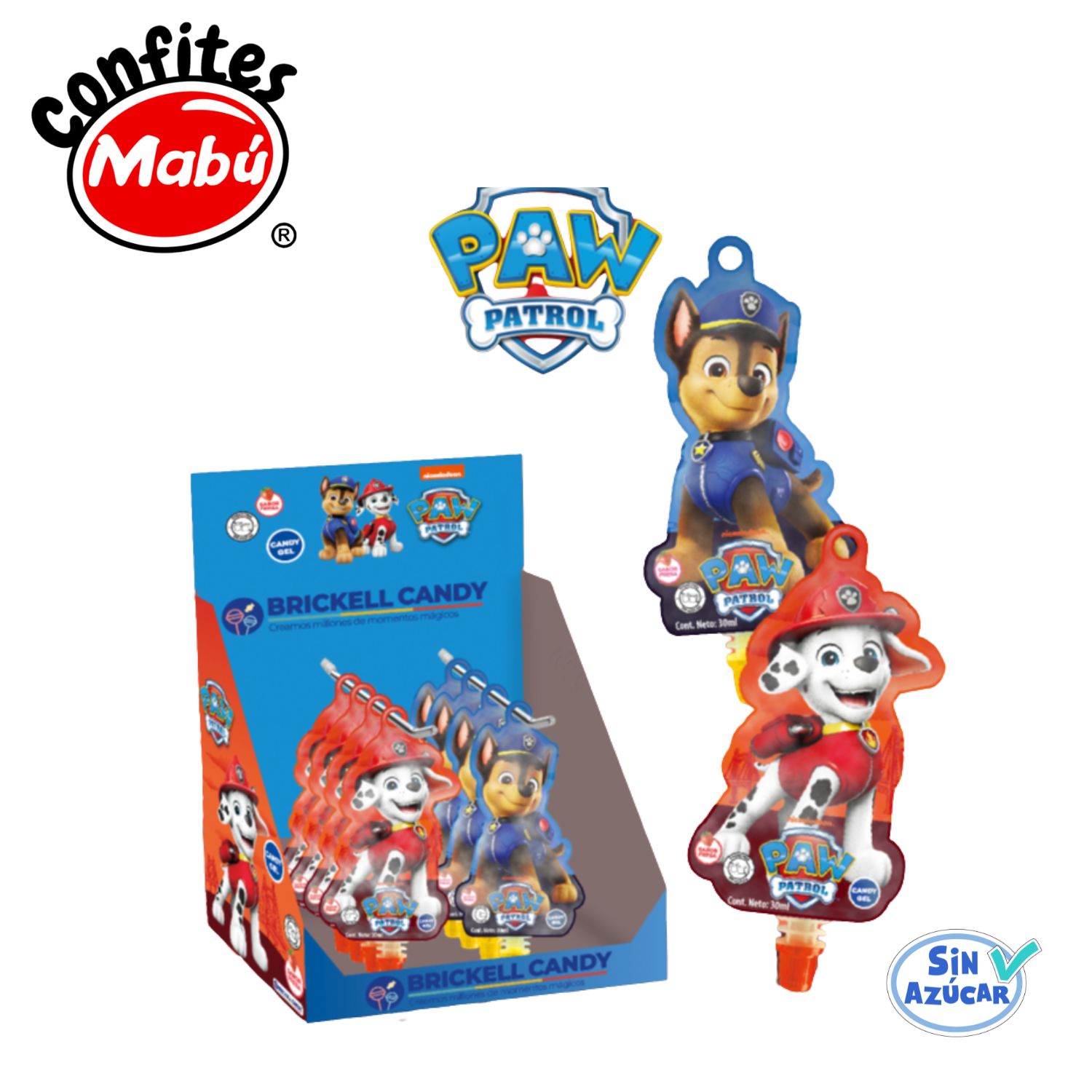 Caramelo Candy Gel Paw Patrol Sin Azúcar - Display C/ 12 Un - Mabu